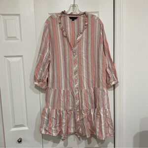 Tommy Hilfiger 3/4 Sleeve Button Through Linen Blend Shirt Dress XL